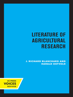 cover image of Literature of Agricultural Research